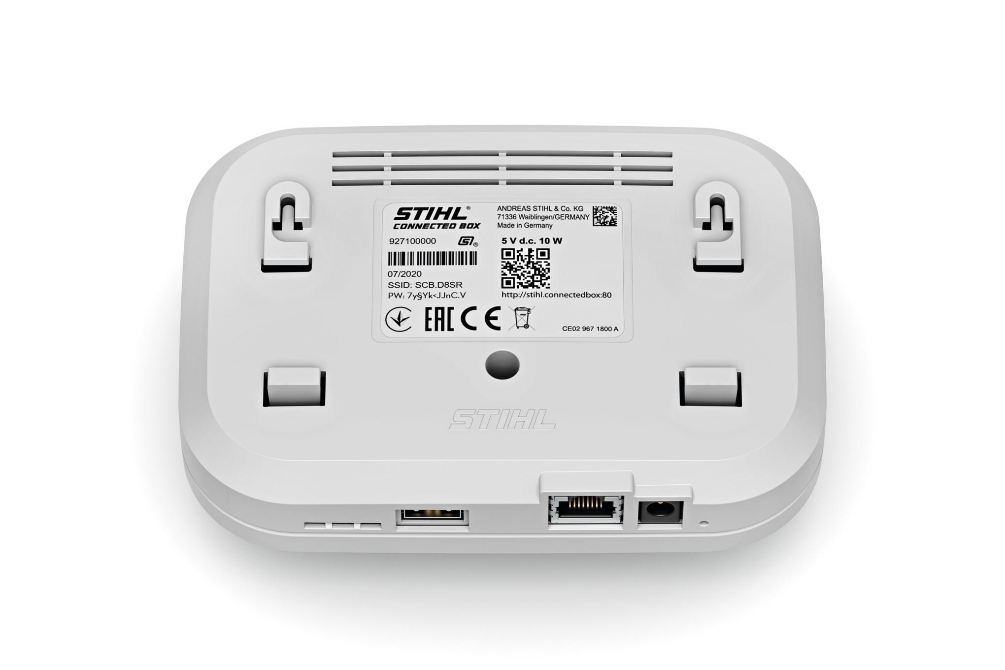 STIHL connected Box stationär mit technischen Details und Anschlüssen