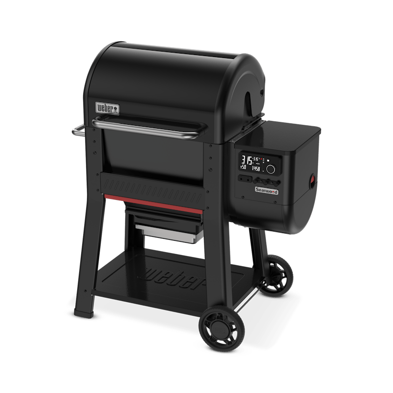 Weber SEARWOOD Holzpelletgrill in Schwarz mit digitalem Bedienfeld und mobiler Basis