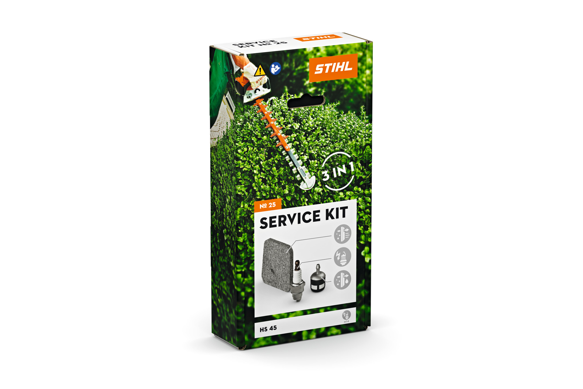 STIHL Service Kit 25 Verpackung für Heckenschere HS 45 mit Werkzeugabbildungen