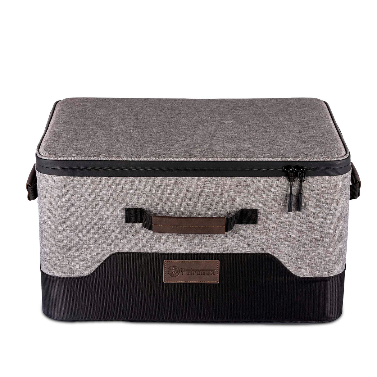 Petromax Catago Box 50 in grau und schwarz mit Lederlogo und Reißverschluss