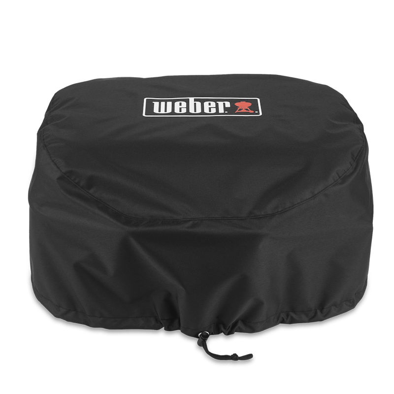 Schwarze Weber Premium Abdeckhaube für Lumin Elektrogrill mit rotem Logo