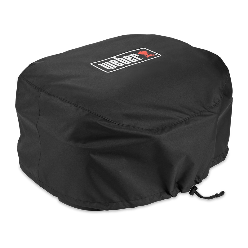 Schwarze Weber Premium Abdeckhaube für Lumin Elektrogrill mit rotem Logo