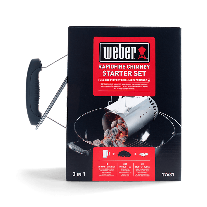 Weber Rapidfire Anzünd Set mit Anzündkamin Holzkohlebriketts und Anzündwürfeln