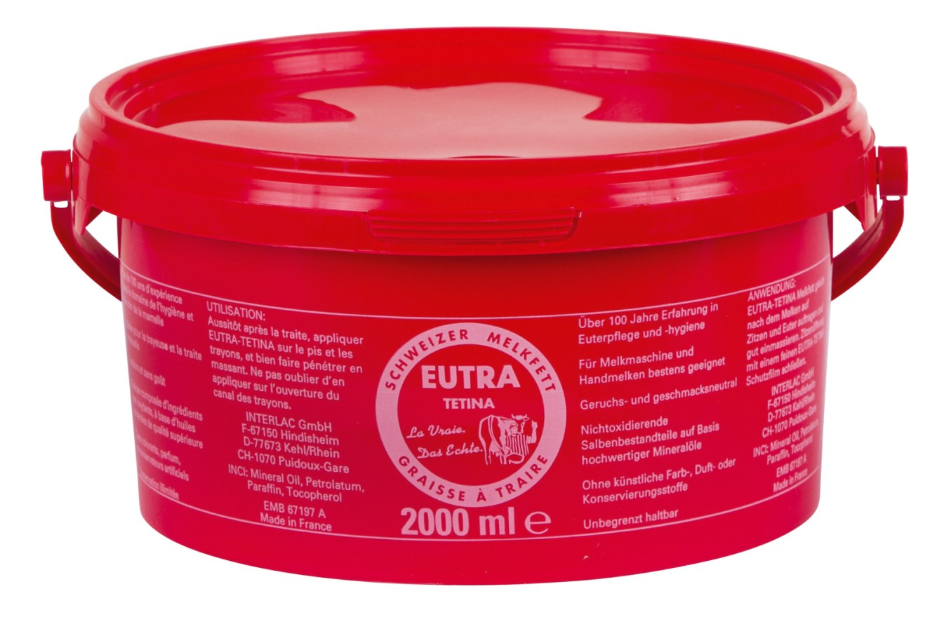 Rote 2000 ml Dose Eutra Melkfett mit Produktinformationen