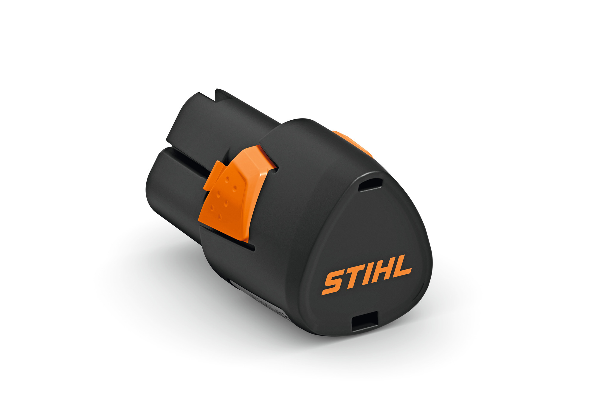 STIHL AS 2 Akkumulator in Schwarz mit orangefarbenen Details und Logo