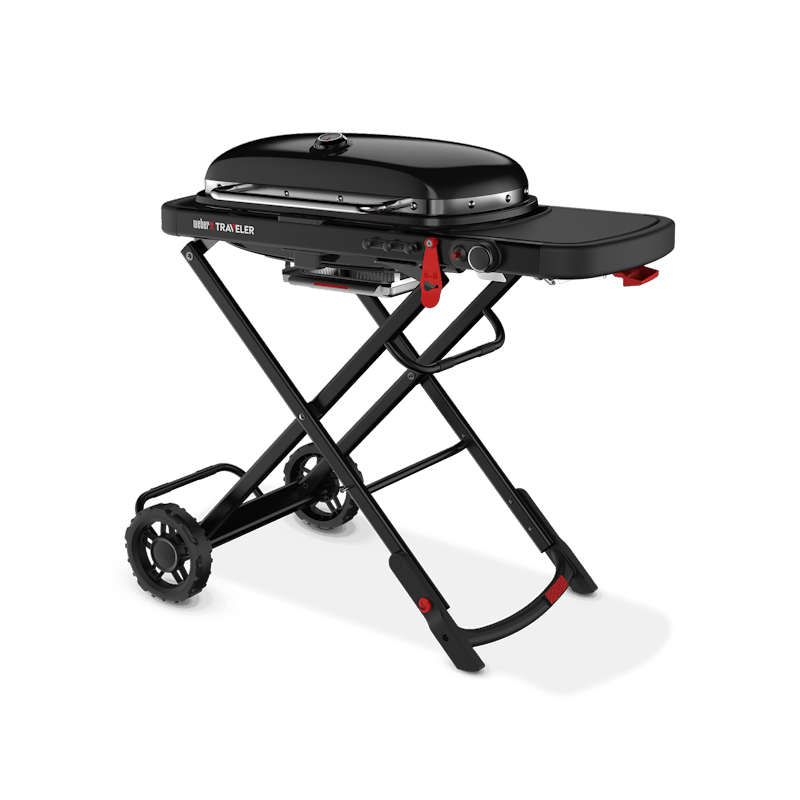 Weber Traveler Gasgrill Stealth Edition auf zusammenklappbarem Wagen