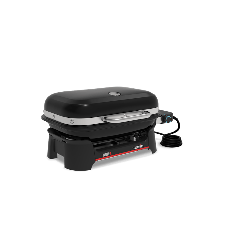 Weber LUMIN COMPACT Elektrogrill in Schwarz mit glänzendem Deckel und Logos