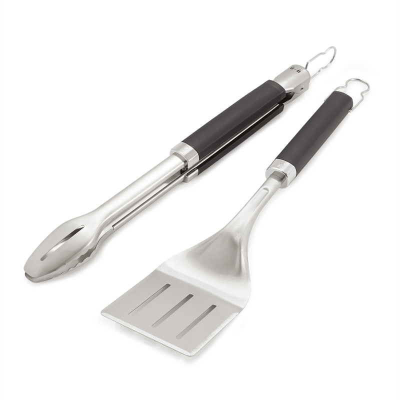 Weber Premium Grillbesteck-Set aus Edelstahl mit schwarzen Soft-Touch-Griffen