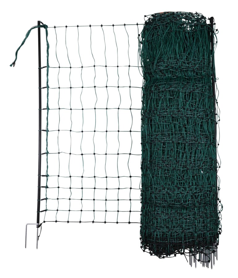 Grünes Geflügelnetz 50 Meter lang und 106 cm hoch aufgerollt mit Doppelspitze