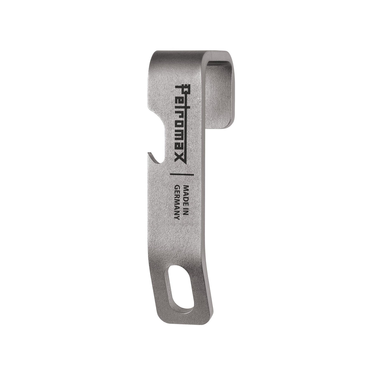 Petromax Schlosshalterung aus Edelstahl mit Flaschenöffner und Logo