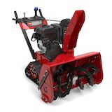 Rote Toro Power Max TRX HD 1432 OHXE Schneefräse mit Schneeketten und LED-Scheinwerfer