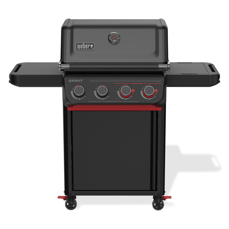 Weber Spirit E-425C STEALTH Gasgrill in Schwarz mit roten Akzenten