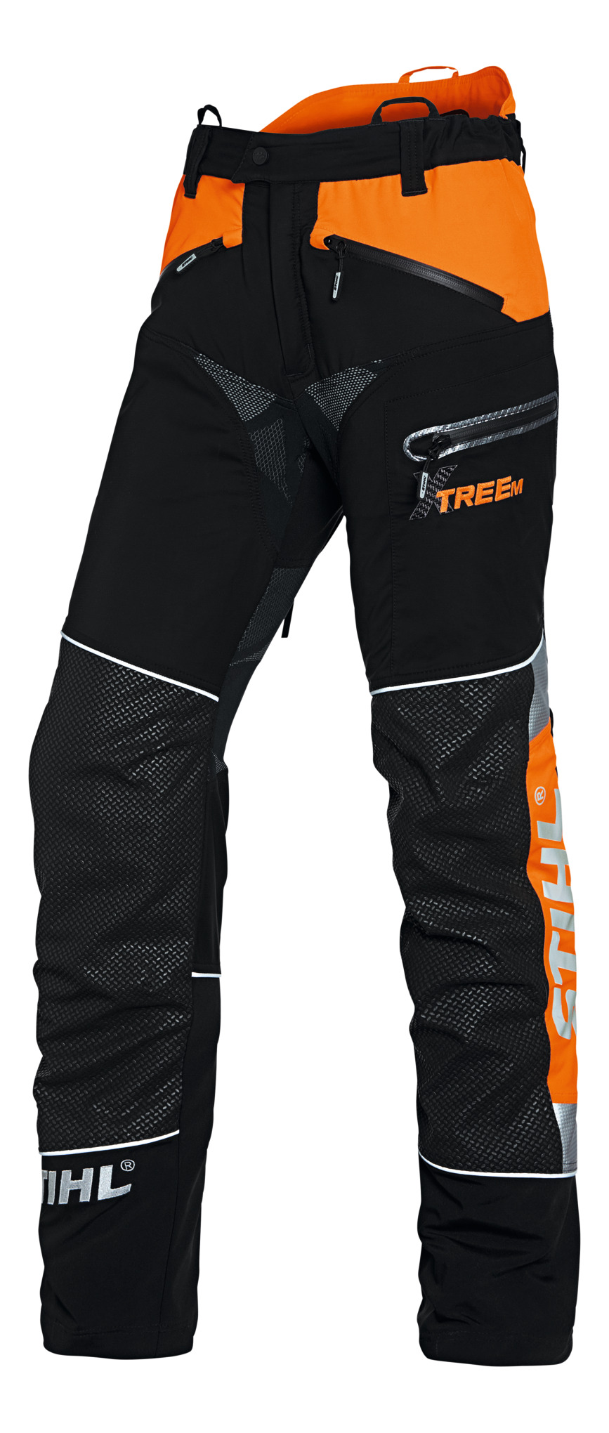 STIHL Bundhose ADVANCE X-TREEm in Schwarz und Orange mit funktionalen Details