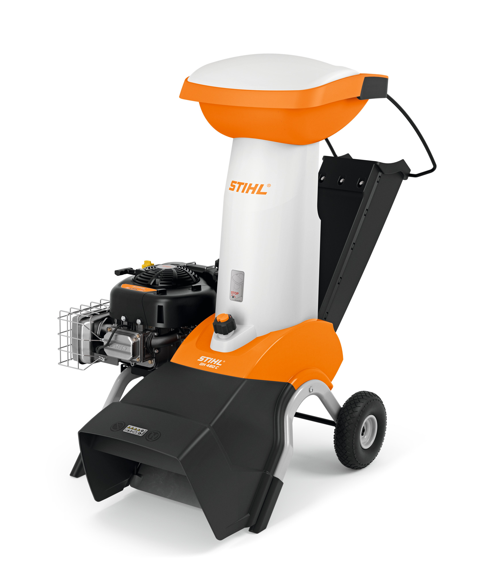 STIHL GH 460 Häcksler in Orange und Schwarz mit Luftreifen