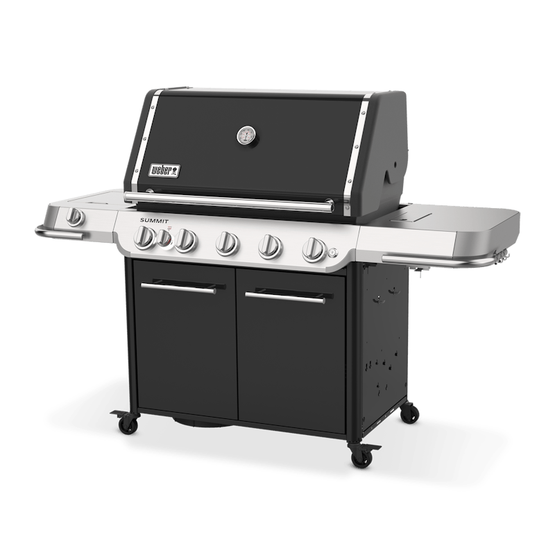 Weber Summit FS38 E Gasgrill in Schwarz mit sechs Brennern und Seitenablage