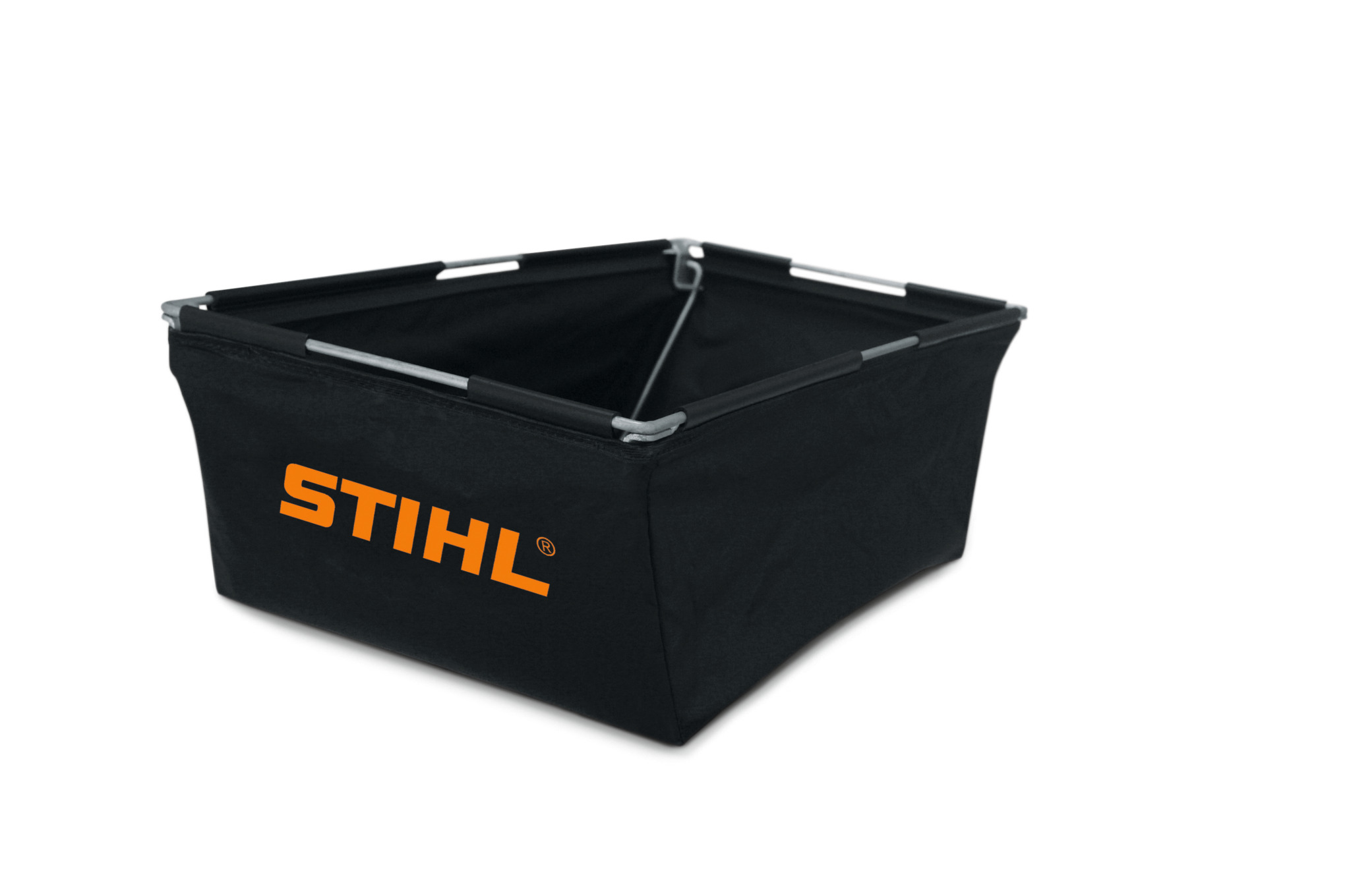 STIHL AHB 050 Häckselbehälter in Schwarz mit orangem Logo, 50 Liter Fassungsvermögen