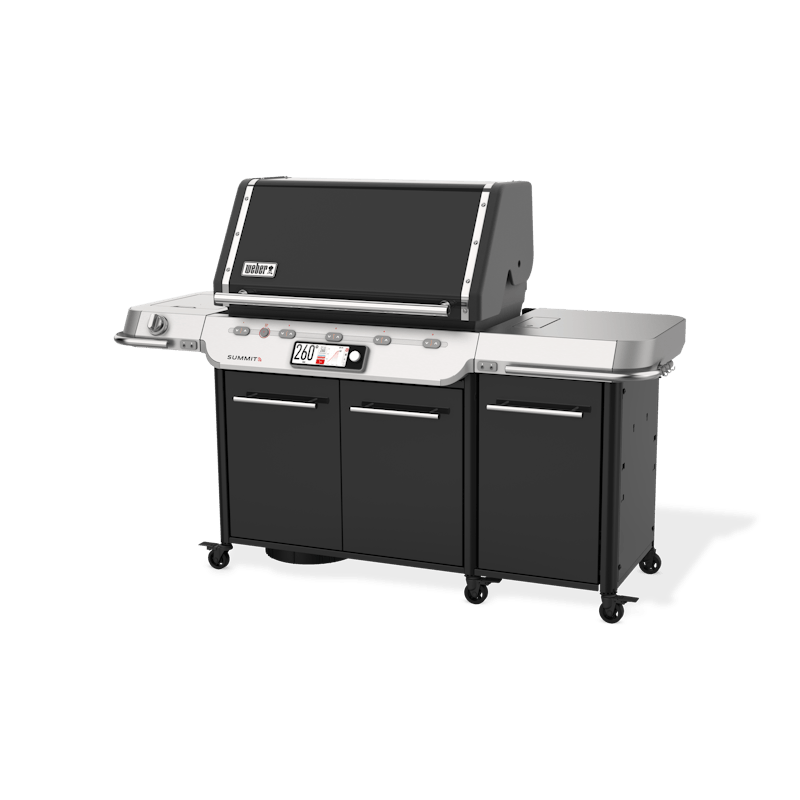 Weber Summit FS38X E Smart Grill in Schwarz mit Touchscreen und mobilen Rädern