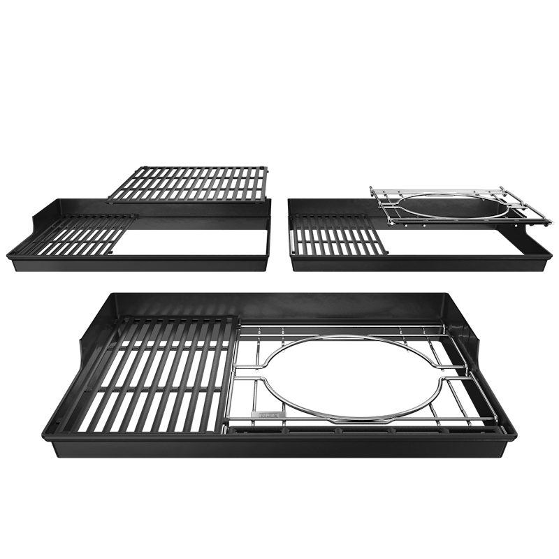 WEBER CRAFTED Basis-Rahmen-Set für Spirit und SmokeFire Grills auf grünem Hintergrund