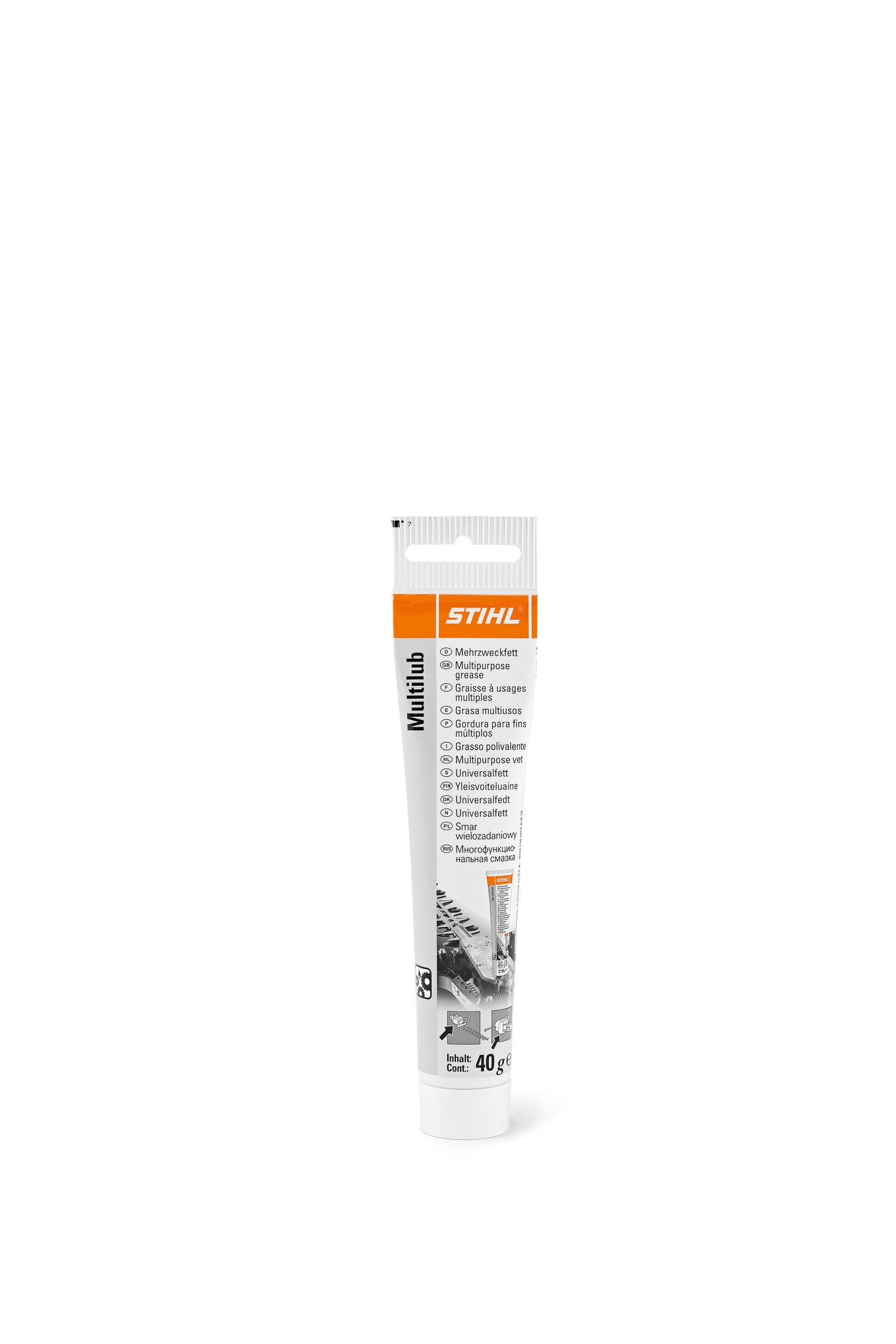 STIHL Multilube Mehrzweckfett in 225 g Tube auf weißem Hintergrund