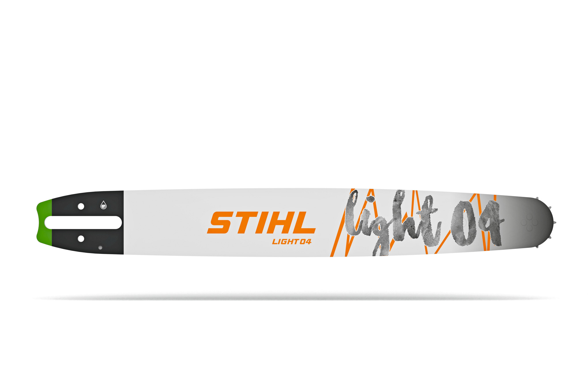 STIHL Rollomatic E Führungsschiene Light 04 in Weiß und Orange für professionelle Nutzung