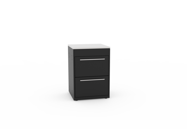 Schwarzes 2-Fach Ladenmodul von BBQ Kitchen für Outdoor-Küchen mit zwei Schubladen