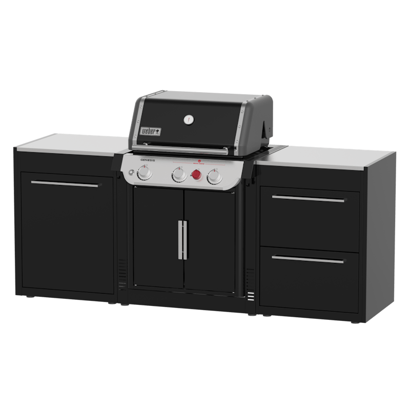 Weber BBQ Kitchen Gas 210 mit Genesis Gasgrill und modularen schwarzen Einheiten