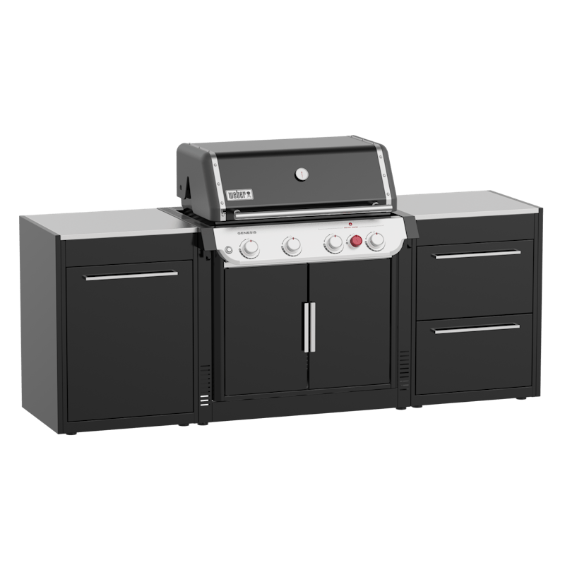 Weber BBQ Kitchen Gas 210 mit Gasgrill und Modulen in Schwarz und Edelstahl