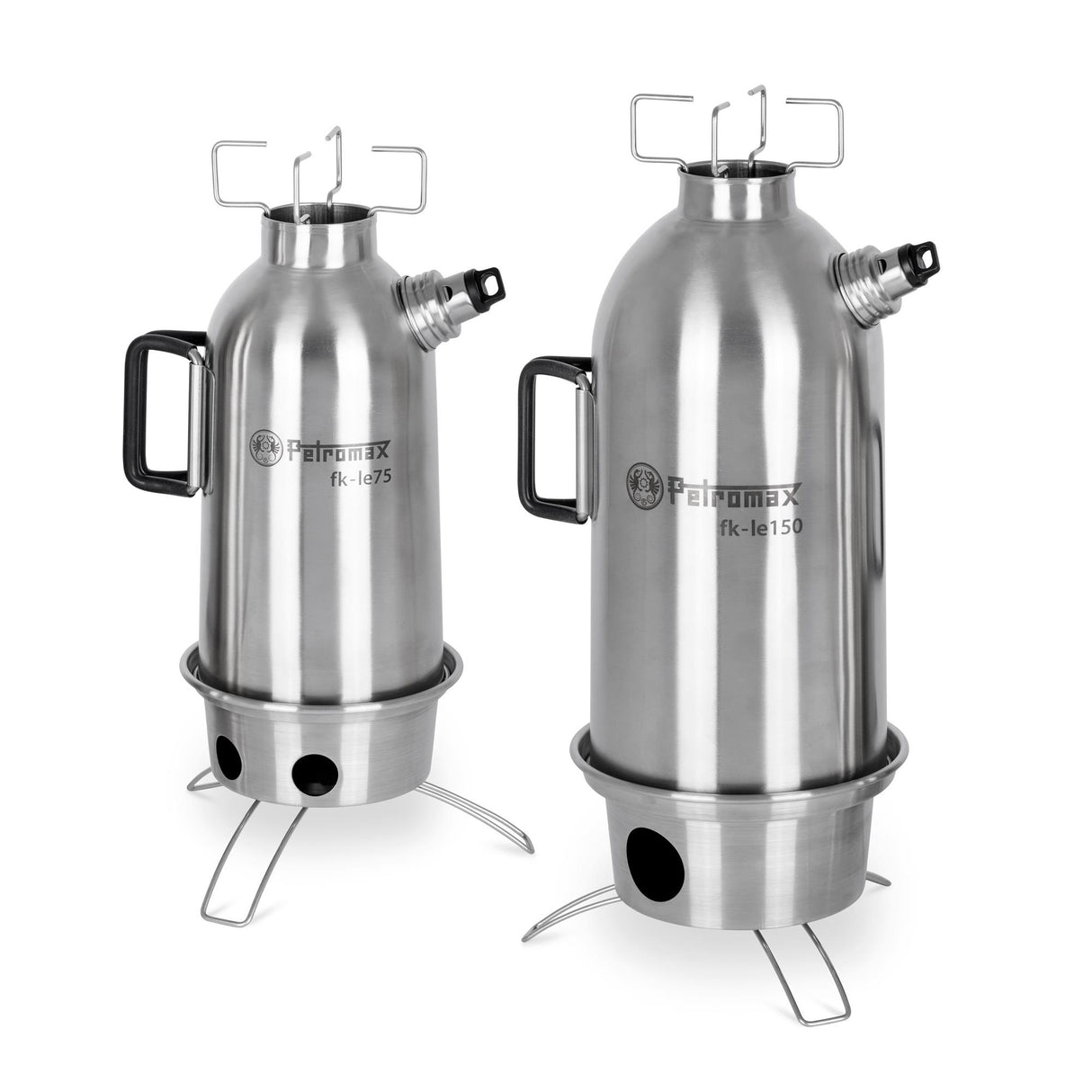 Zwei Petromax Feuerkannen aus Edelstahl für Outdoor-Kochen