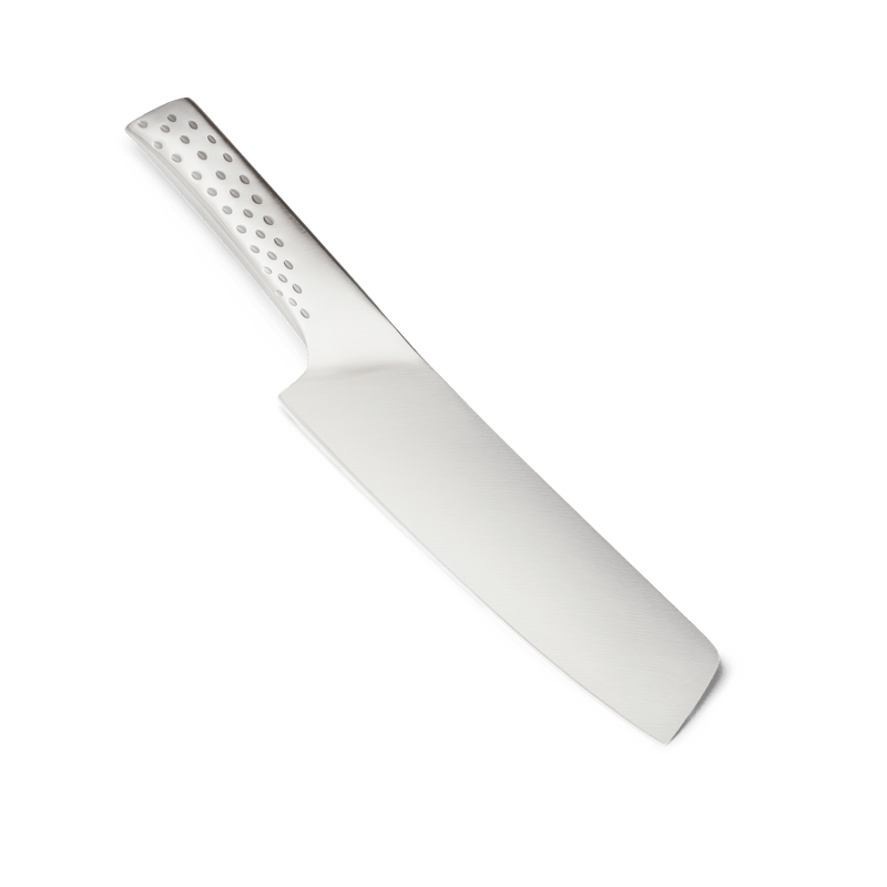 Deluxe Gemüsemesser mit Edelstahlklinge und schwarzem Griff auf grünem Hintergrund