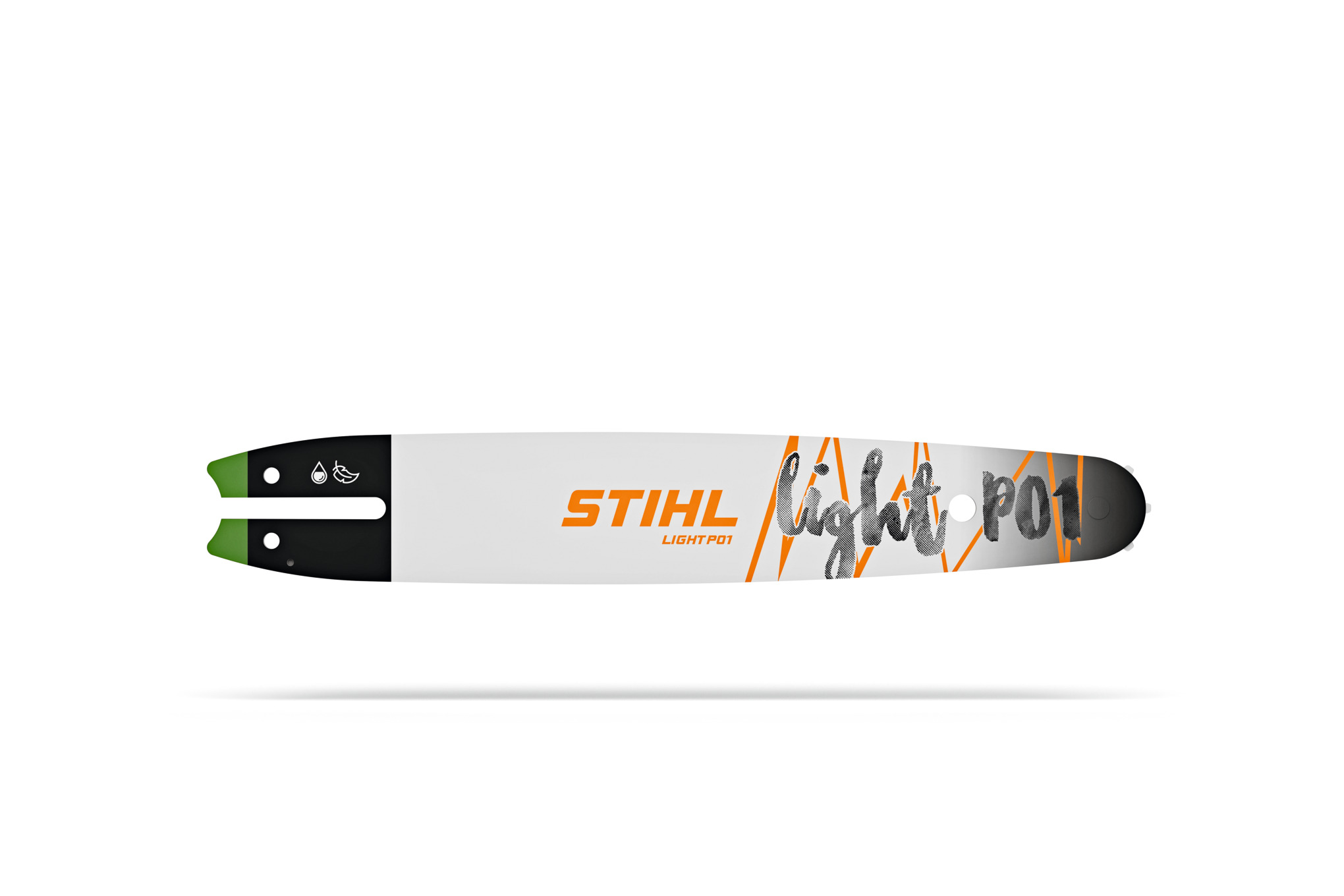 Stihl Führungsschiene LP01 für Hochentaster isoliert auf weißem Hintergrund