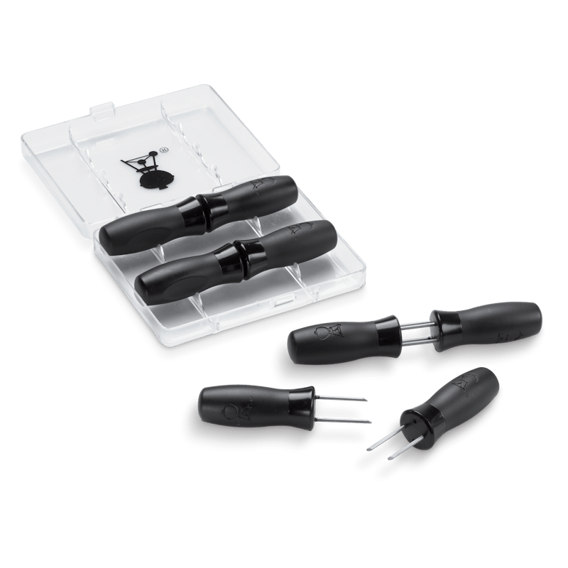 Weber Maiskolbenhalter-Set mit schwarzen Nylongriffen in transparenter Verpackung