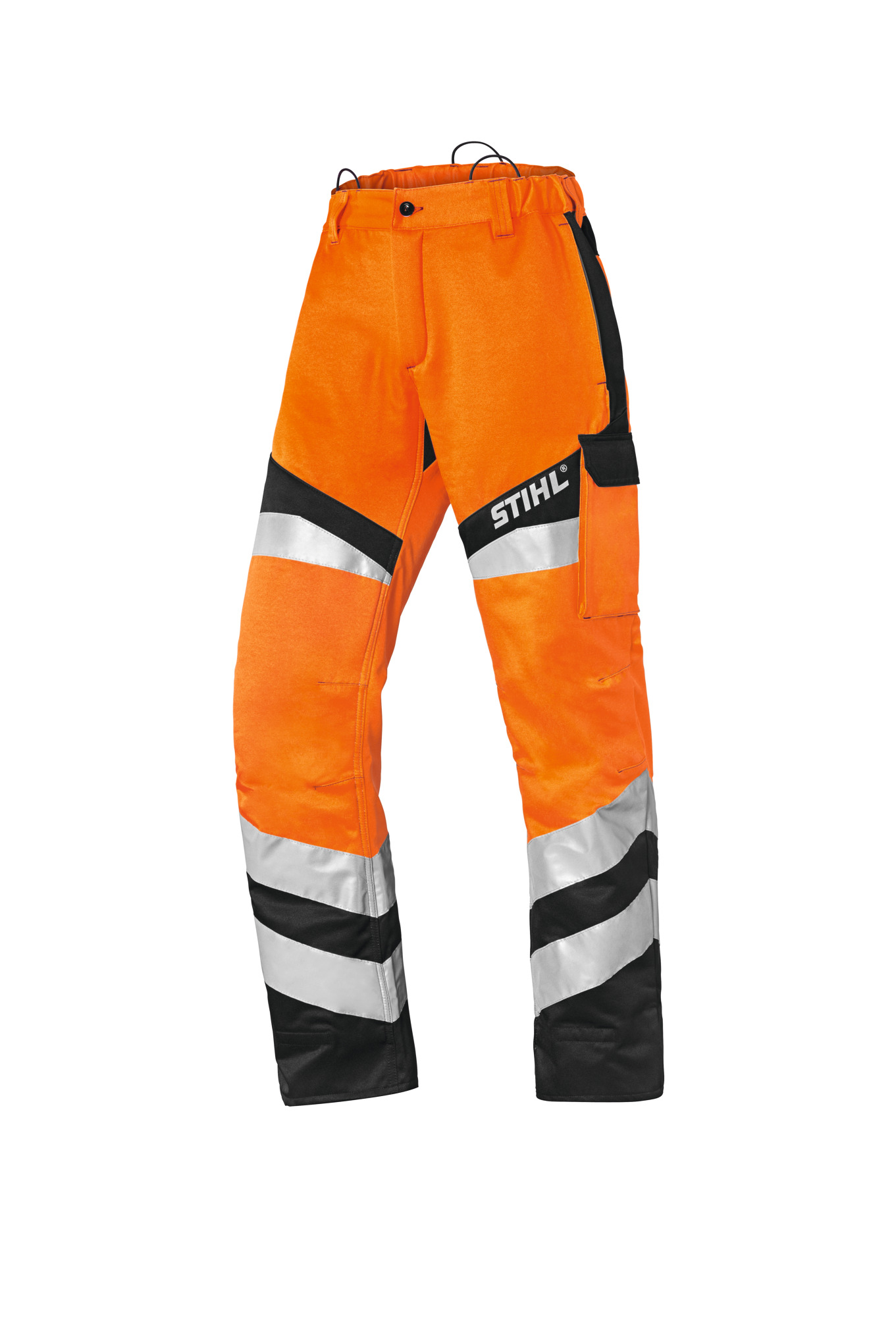 STIHL FS-Warnschutzhose Protect FS in Warnorange mit reflektierenden Streifen und Logo