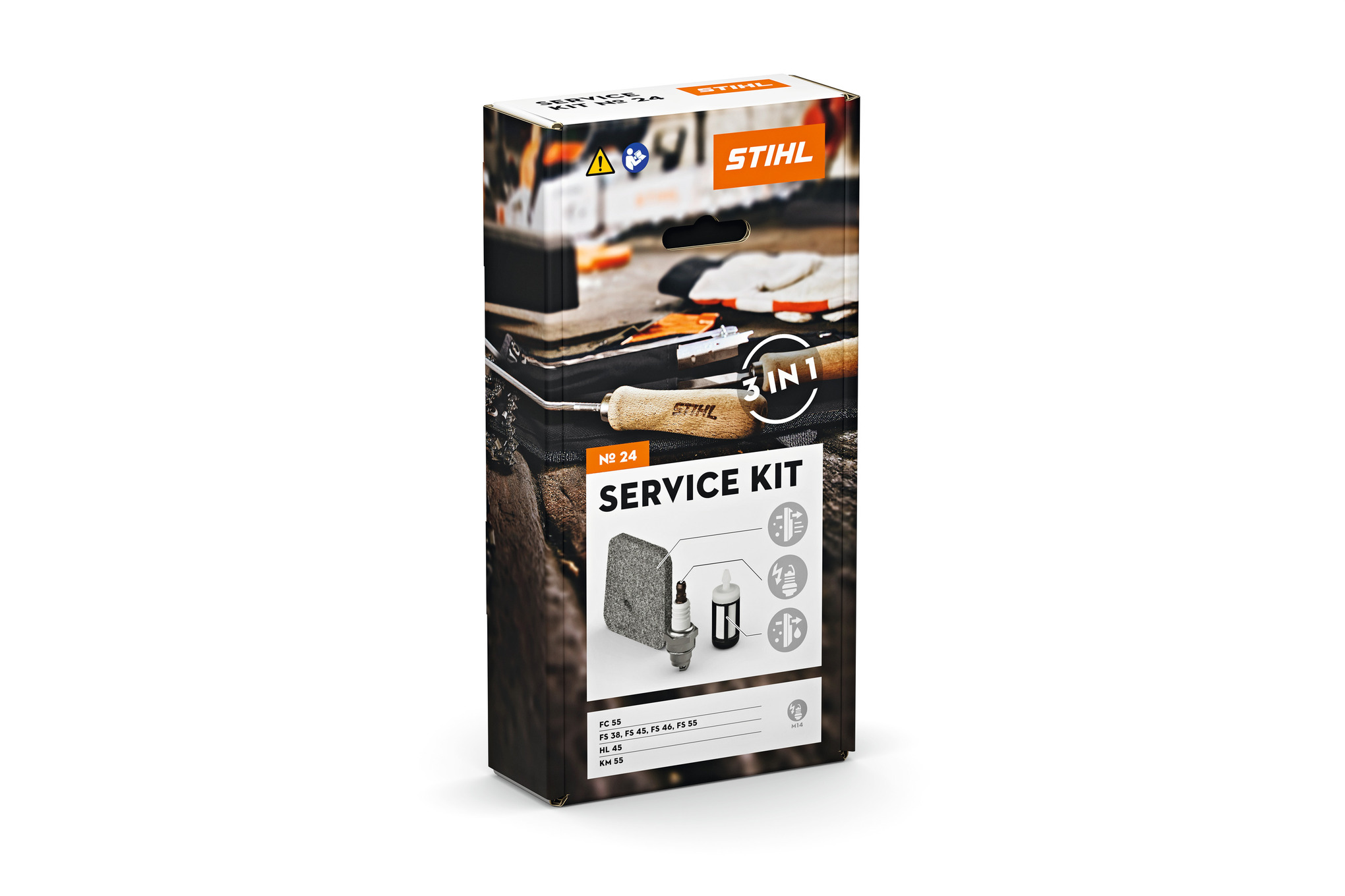 STIHL Service Kit 24 Verpackung mit Komponenten und Modellnummern