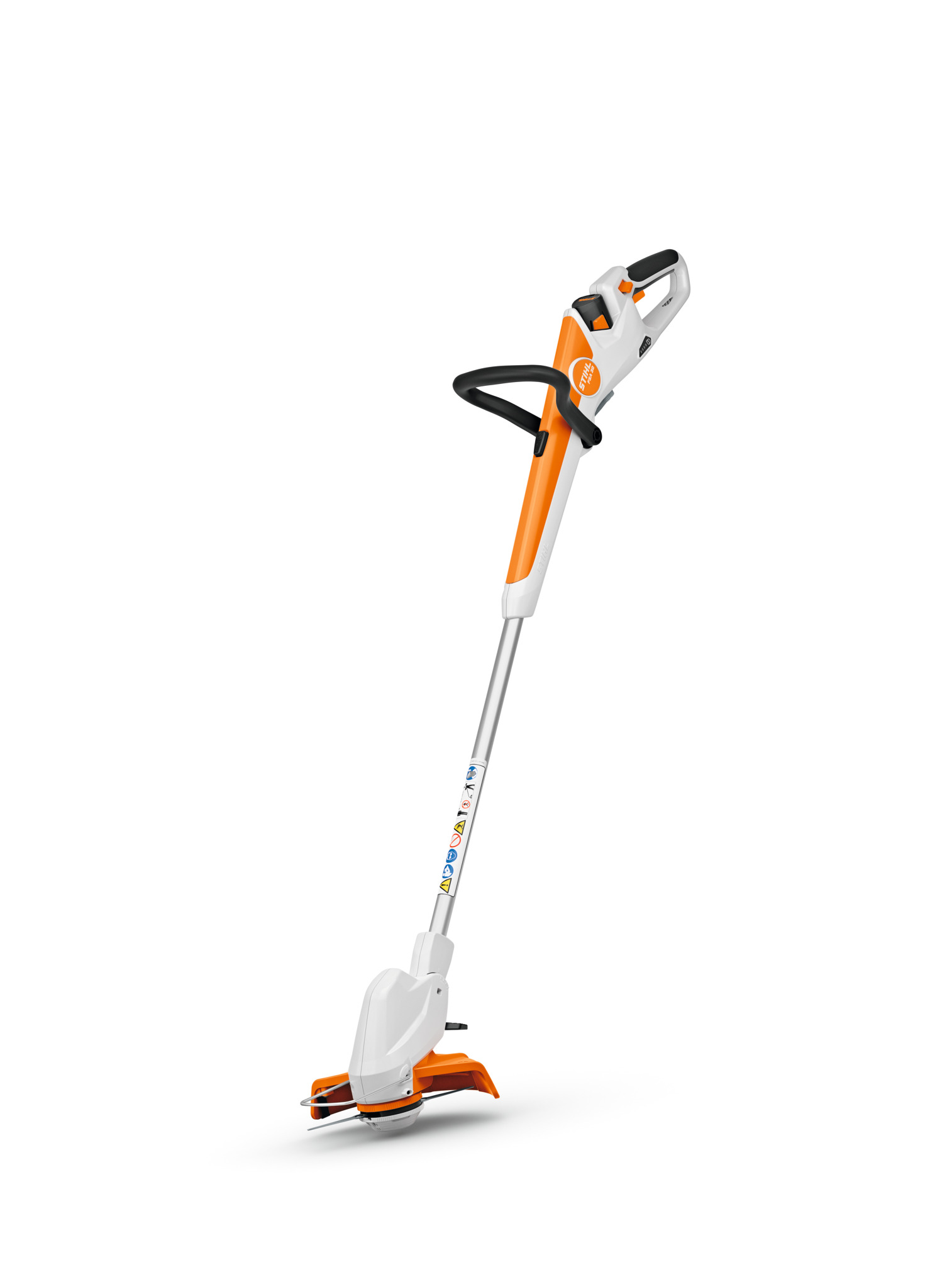 STIHL FSA 30 Akku-Motorsense auf weißem Hintergrund mit orangefarbenen Akzenten