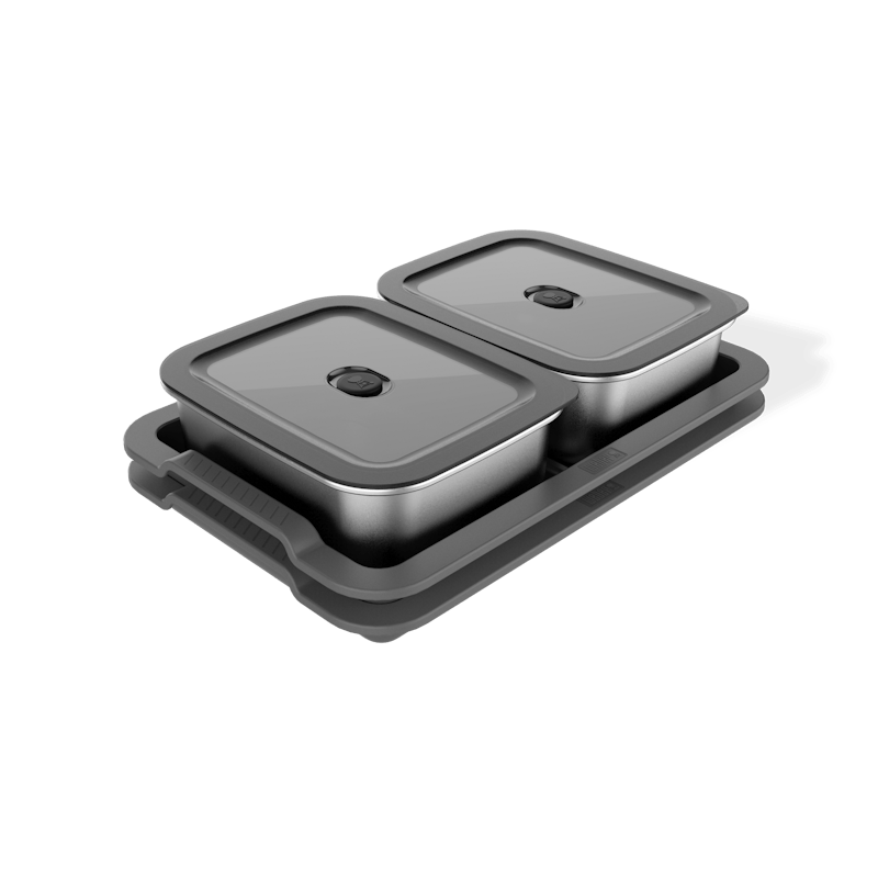 Weber Works Serviertablett-Set mit Edelstahl-Vorratsbehältern und luftdichten Deckeln
