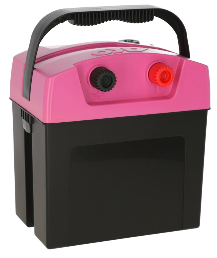 AKO Compact Power B180 Weidezaungerät in Schwarz und Pink mit zwei Einstellknöpfen