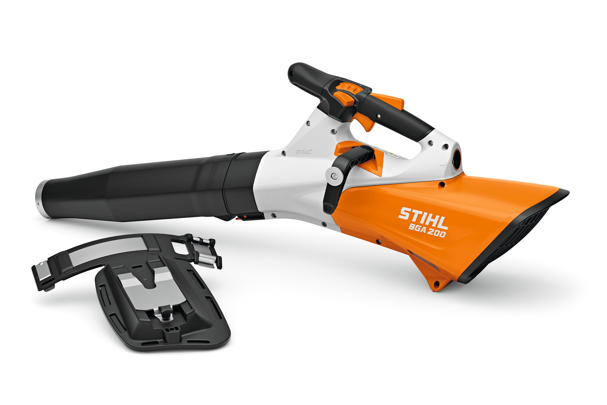 Stihl BGA 200 Akku-Laubbläser mit Komfort-Tragsystem auf weißem Hintergrund
