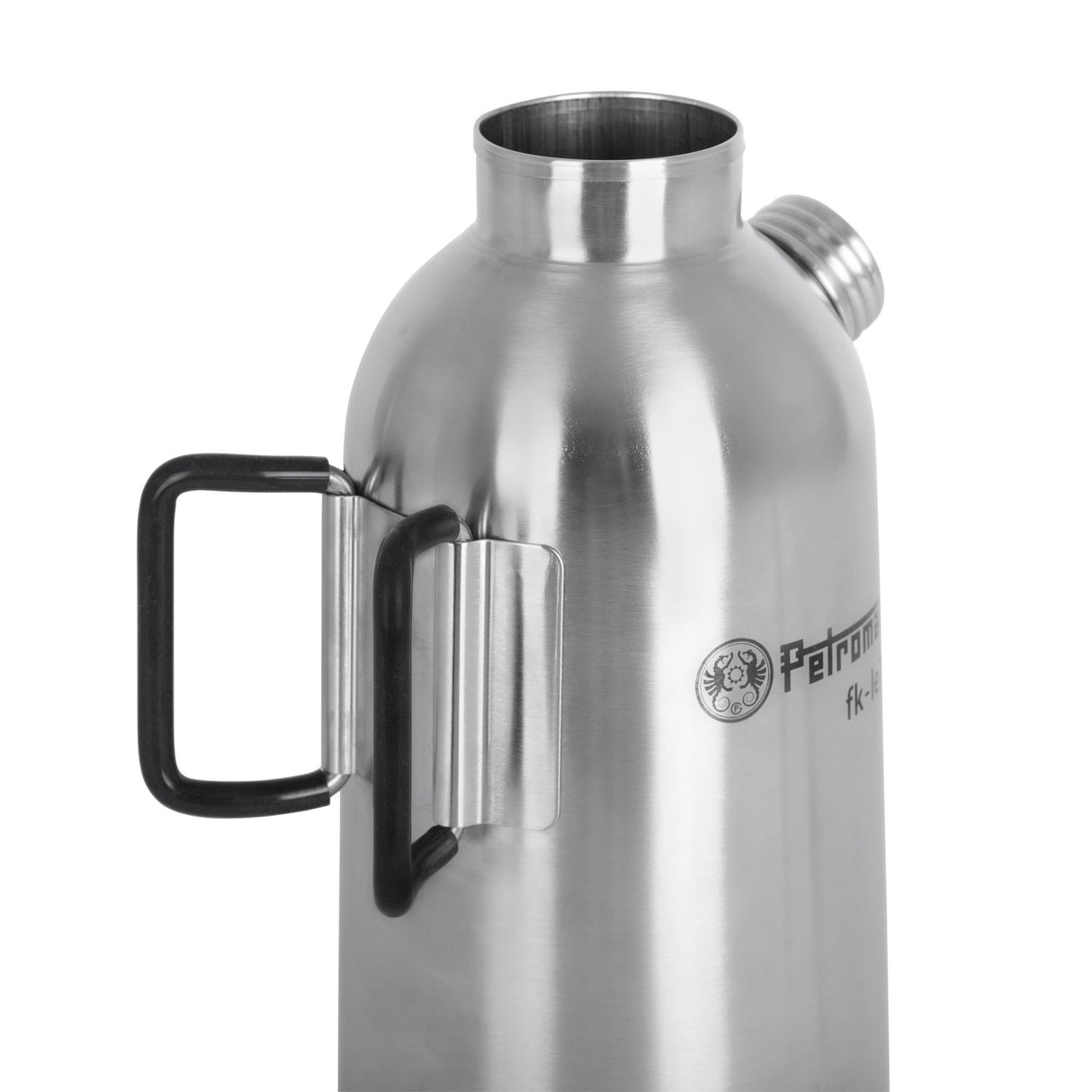 Petromax Feuerkanne aus Edelstahl mit robustem Griff und Logo