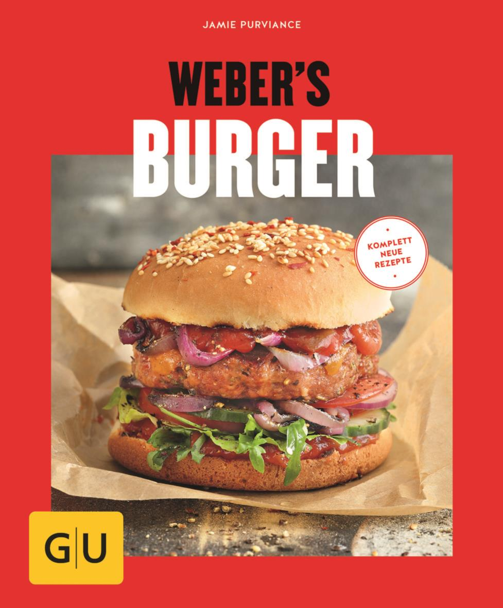 Cover von Weber's Burger Buch mit appetitlichem Burger und Titel