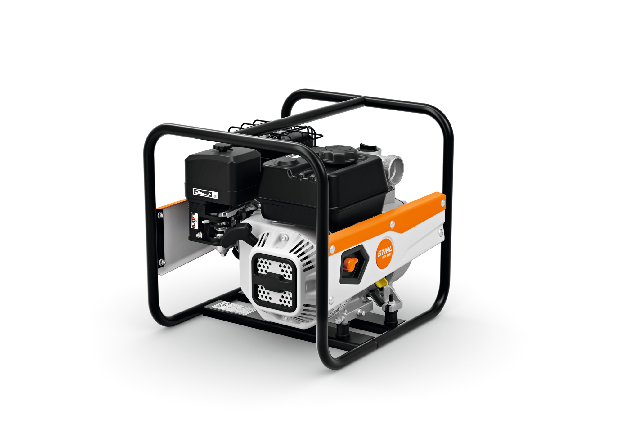 STIHL WP 300 Wasserpumpe in Schwarz und Orange auf weißem Hintergrund
