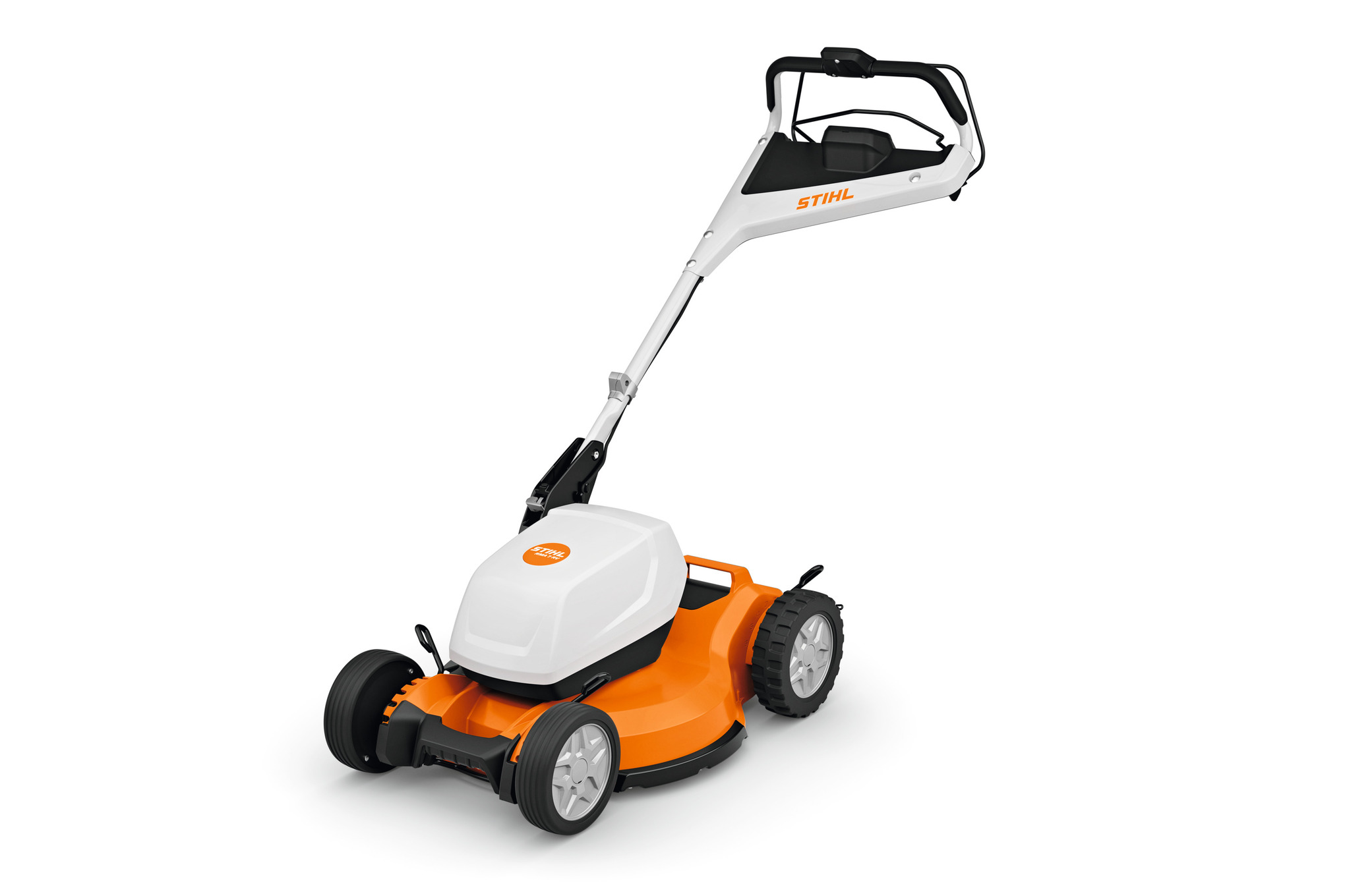STIHL RMA 7 RV Akku-Mulchrasenmäher seitlich in Studioansicht