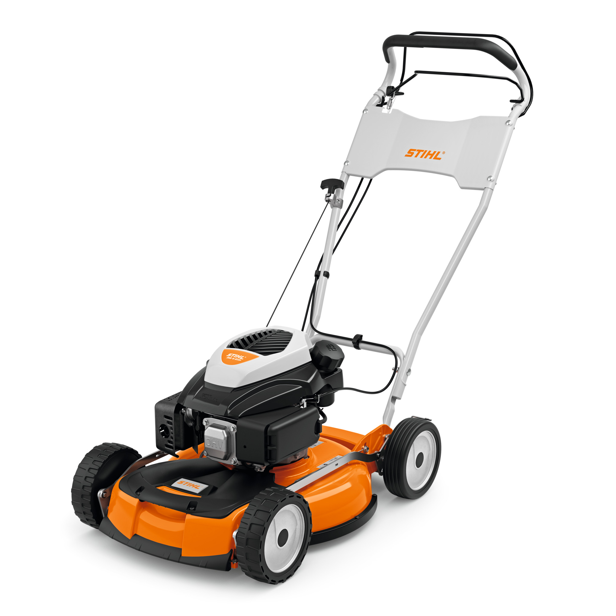 Stihl RM 4 RTP Rasenmäher auf glatter Oberfläche für professionelle Rasenpflege
