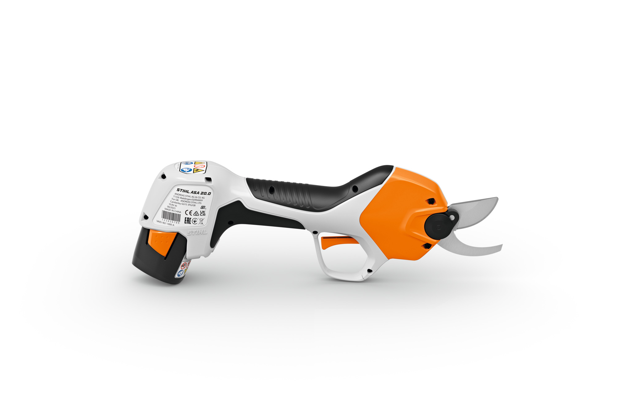 STIHL ASA 20 Akku-Astschere mit ergonomischem Design und scharfer Klinge auf weißem Hintergrund