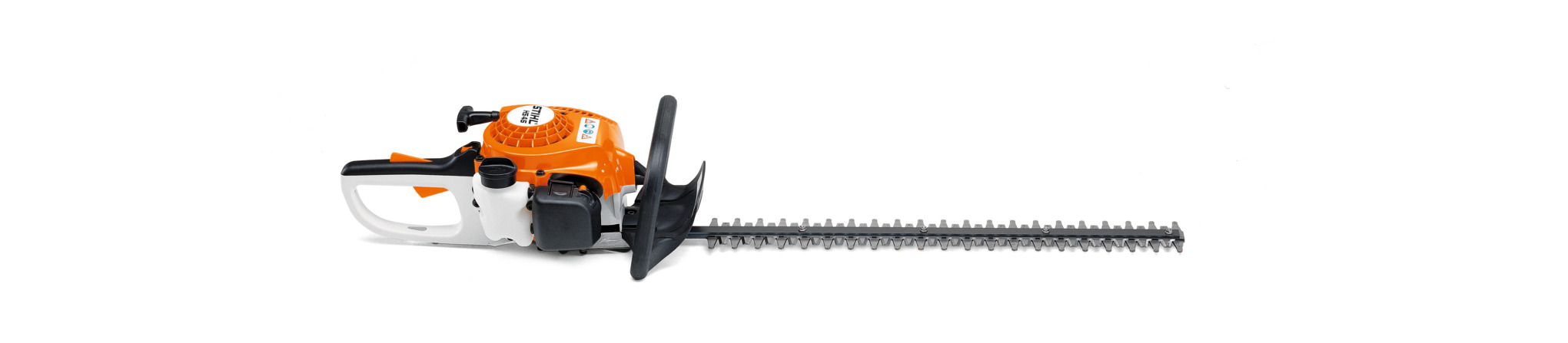 STIHL HS 45 Benzin-Heckenschere auf weißem Hintergrund