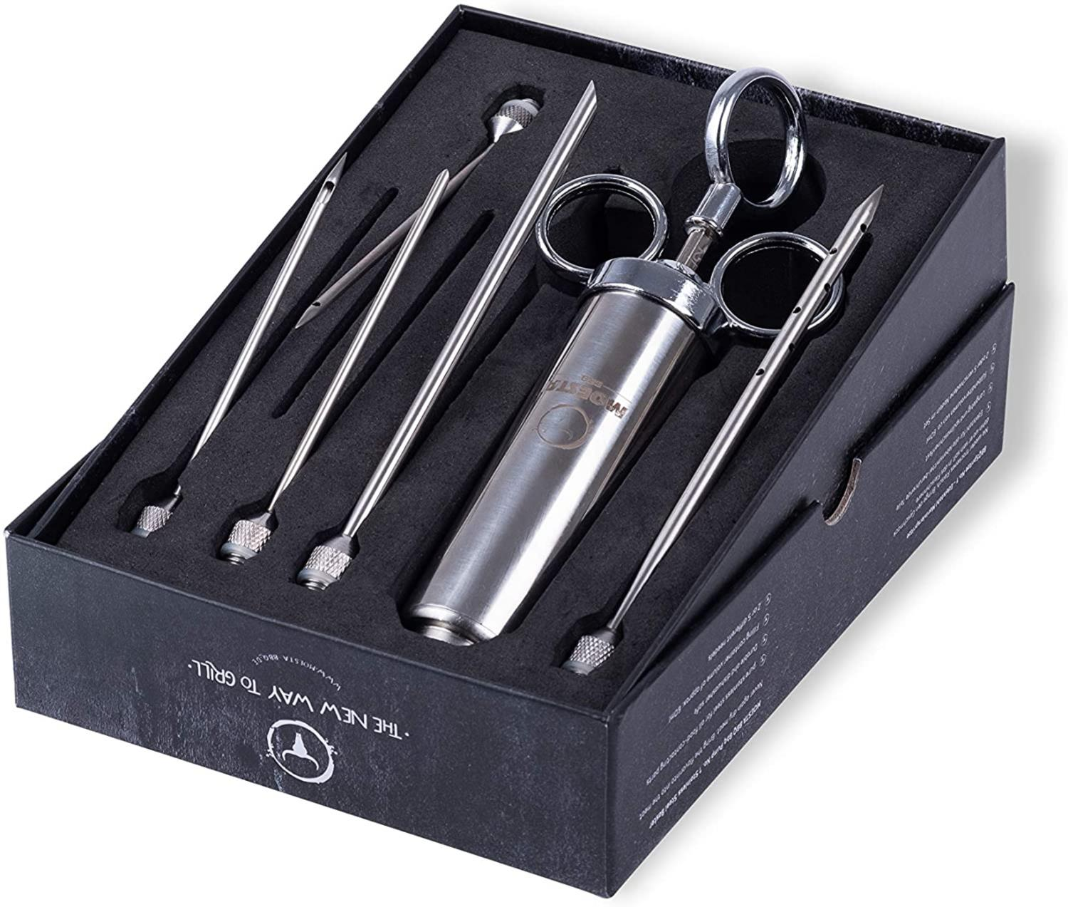 Moesta BBQ-Spritze No.1 in schwarzer Box mit fünf Nadeln