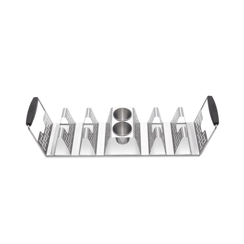 Weber Taco Rack aus Edelstahl mit sechs Taco-Halterungen und zwei Dipschalen