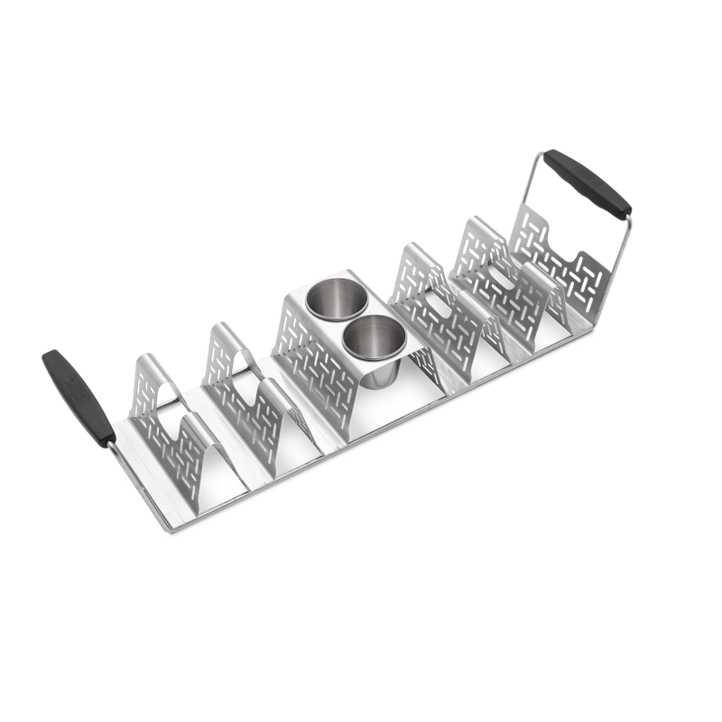 Weber Taco Rack aus Edelstahl mit sechs Taco-Schlitzen und zwei Dipschalen