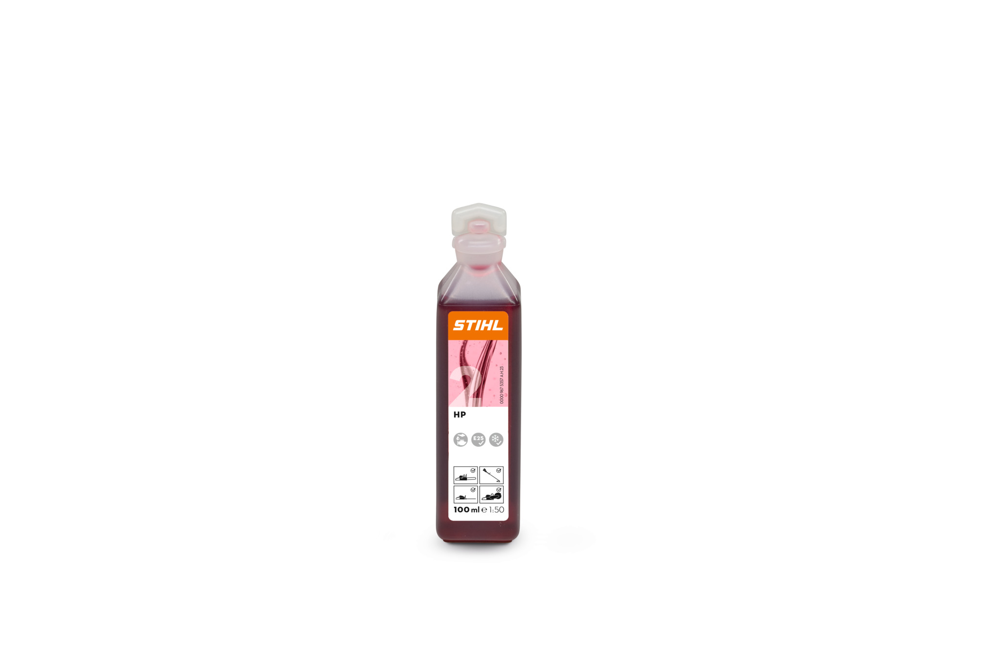 100 ml Flasche STIHL Zweitaktöl HP mit roter Flüssigkeit und Produktinformationen