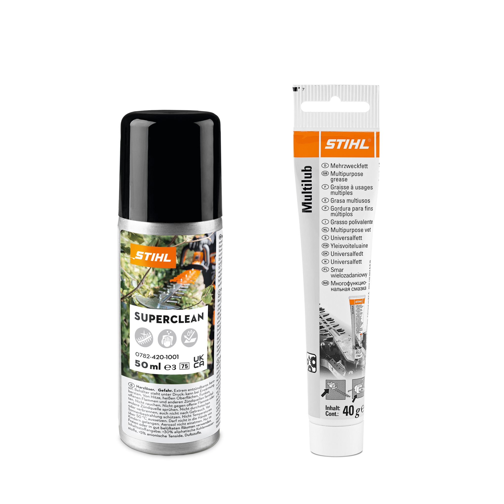 STIHL Superclean Spray und Multilub Getriebefett aus dem Care & Clean Kit HS