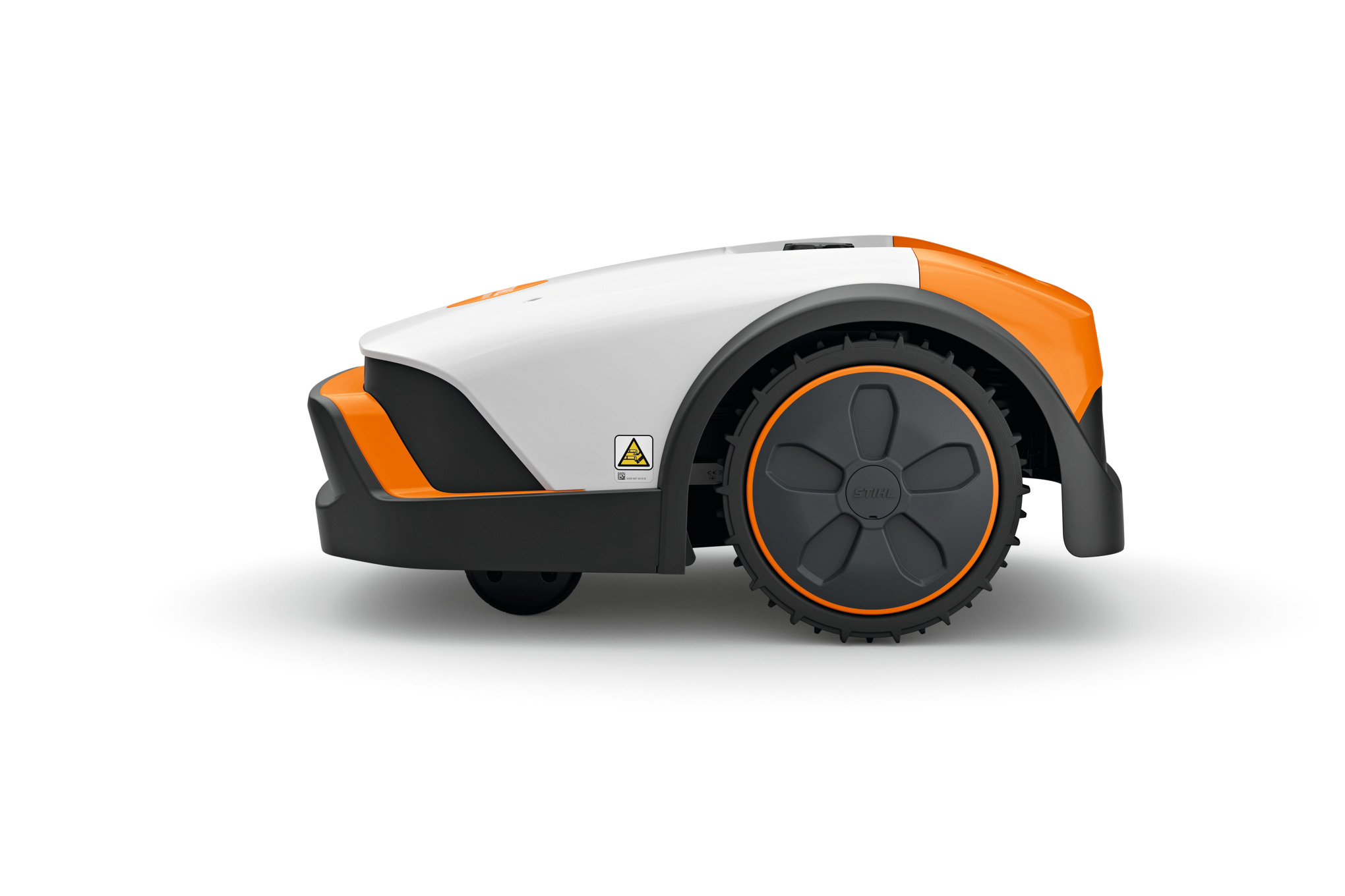 STIHL iMOW 4 Mähroboter in Weiß und Orange für automatische Rasenpflege